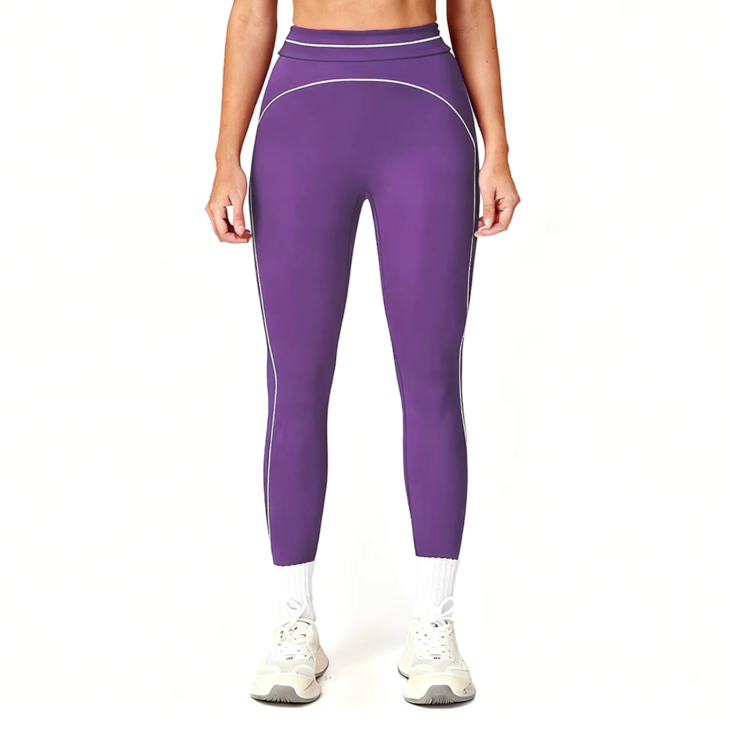 Leggings de Yoga com Cintura Alta e Linhas de Contorno
