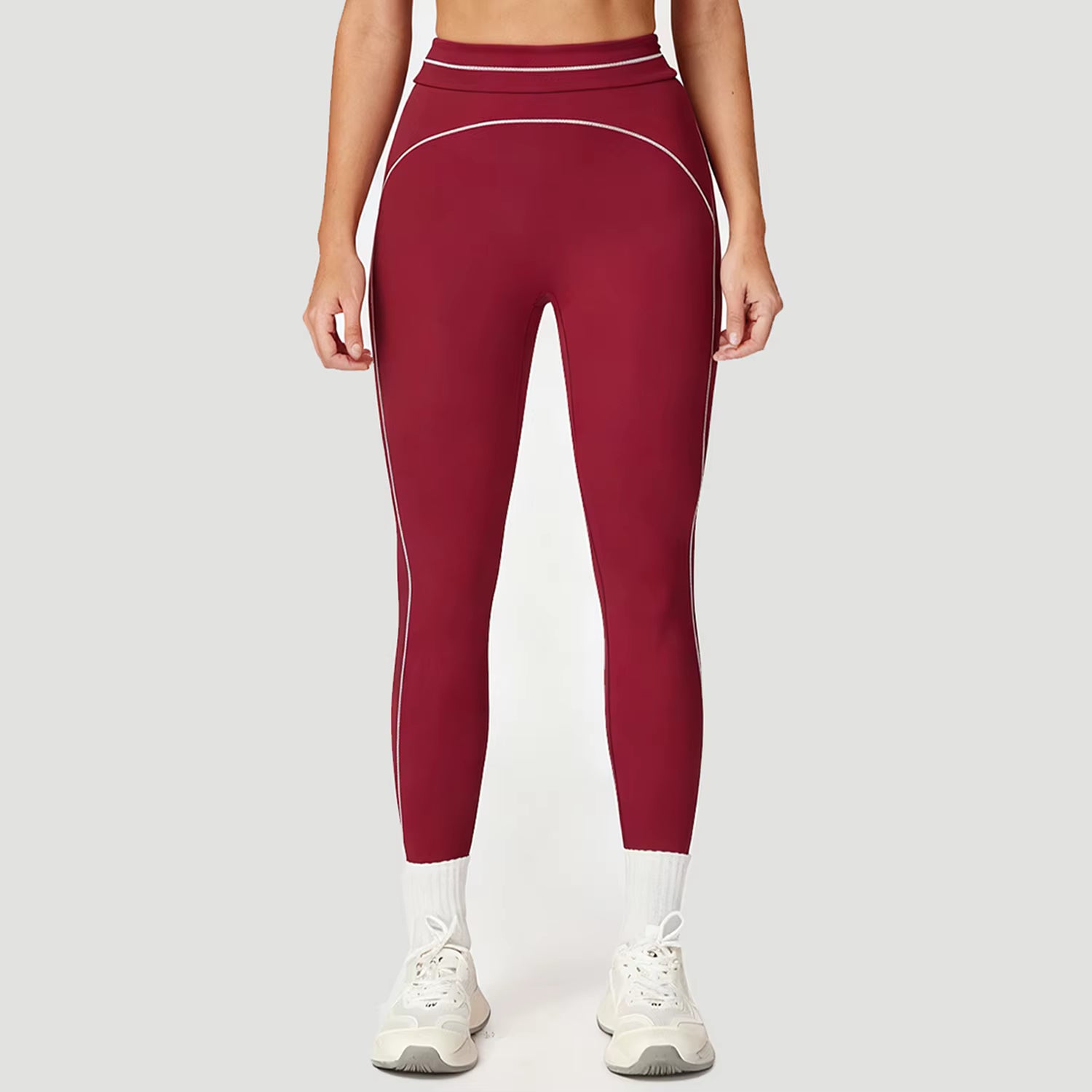 Leggings de Yoga com Cintura Alta e Linhas de Contorno