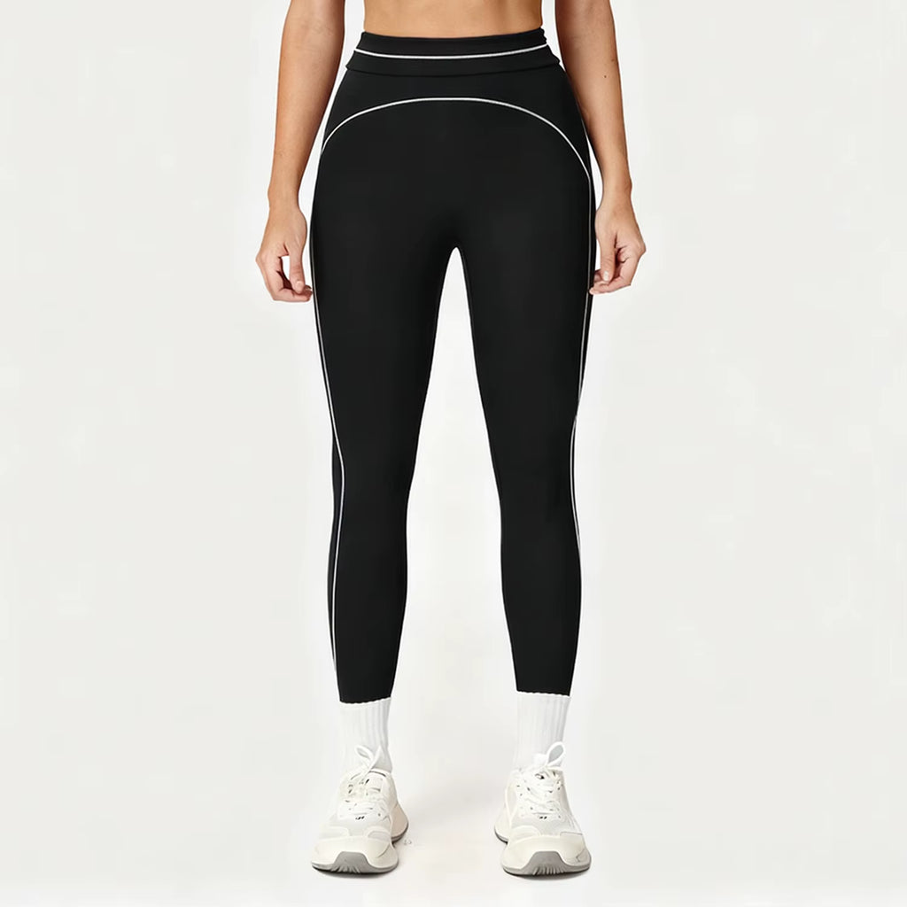 Leggings de Yoga com Cintura Alta e Linhas de Contorno