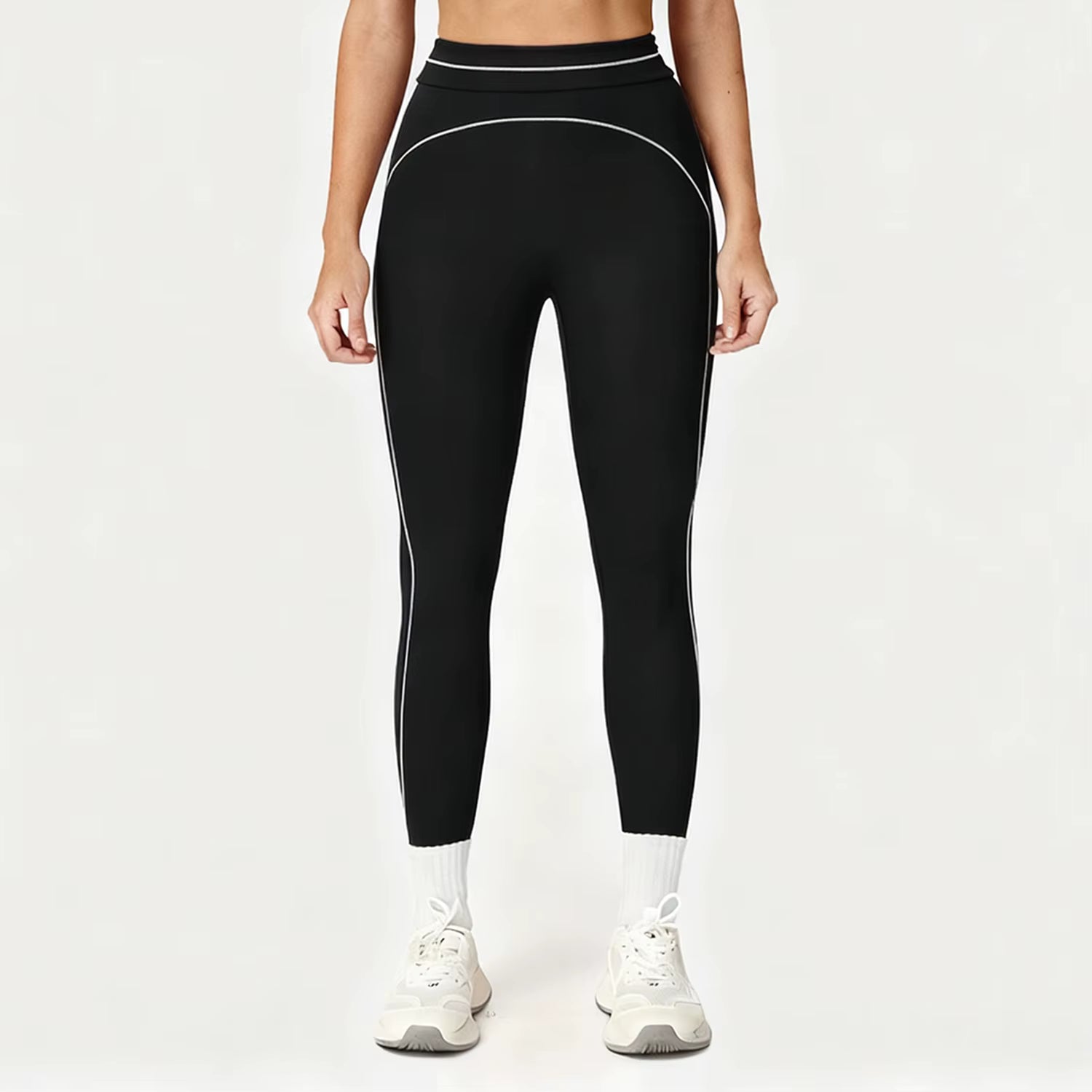 Leggings de Yoga com Cintura Alta e Linhas de Contorno