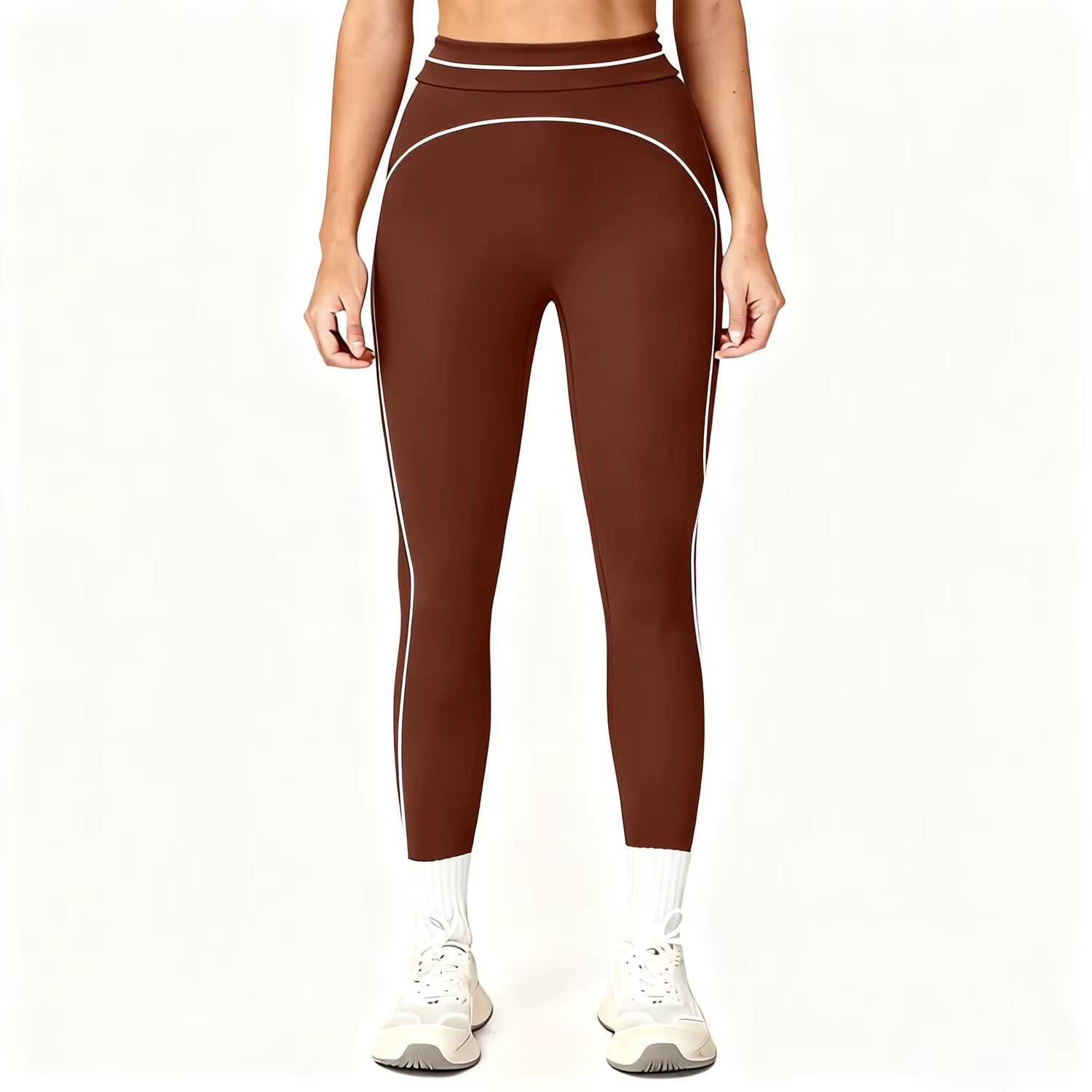 Leggings de Yoga com Cintura Alta e Linhas de Contorno